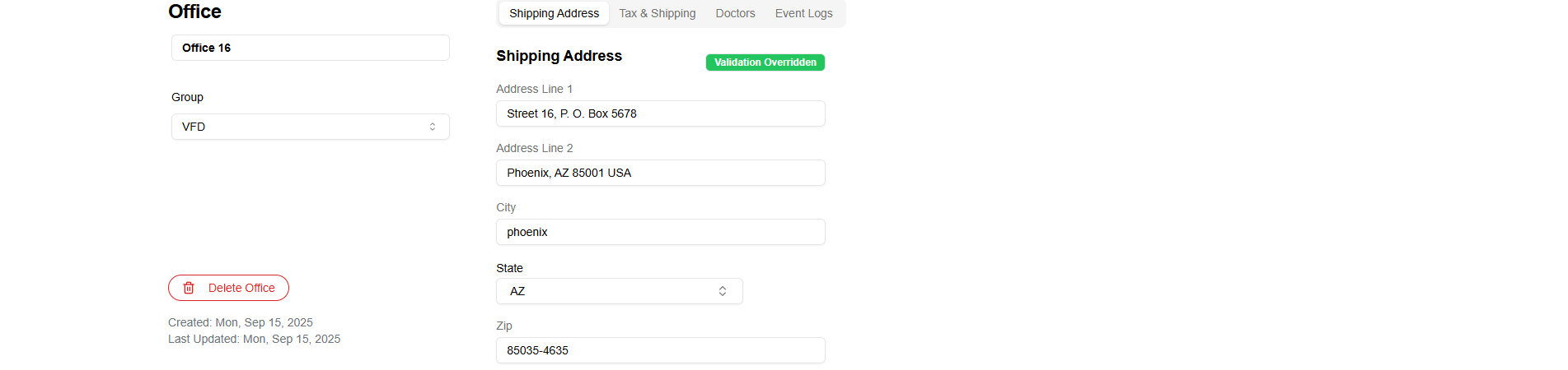 Validation Overridden