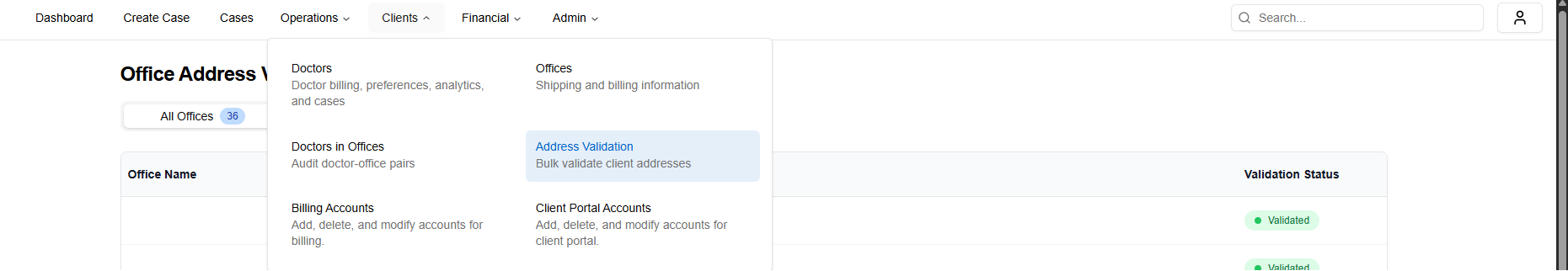 Address Validation tab