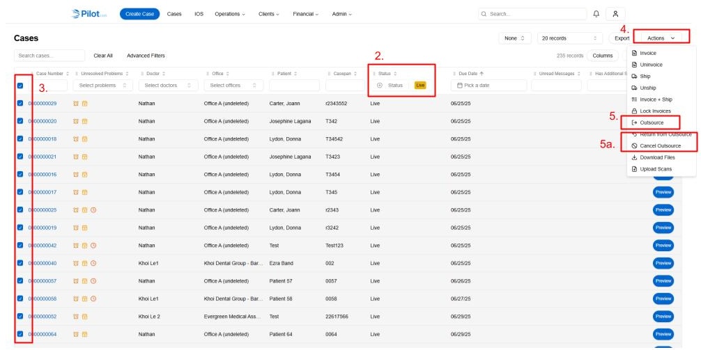 Outsource using case selection 1